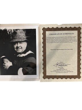 Mickey Rooney Wearing Striped Sweater Autographed 8x10 B&W Photo With COA
